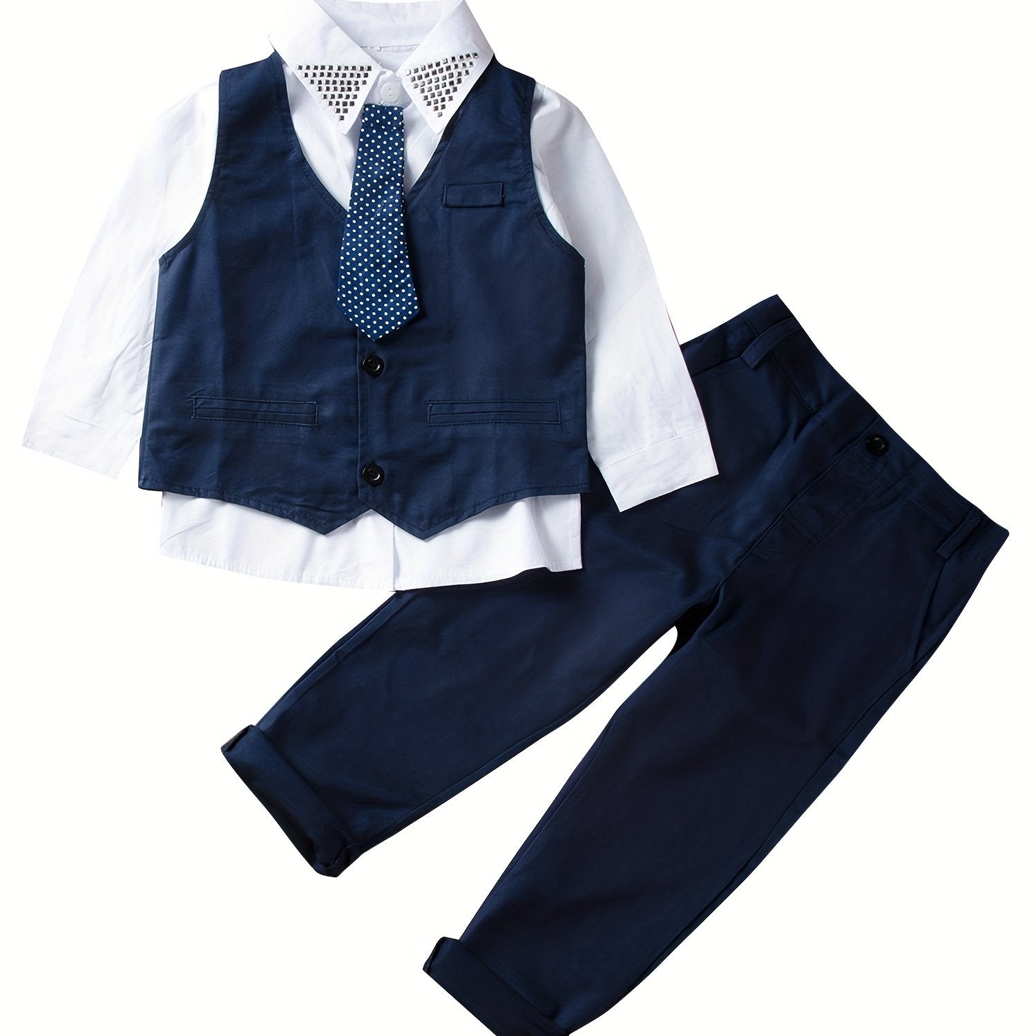 Baby Boy Tuxedo Suit Shirt Waistcoat Tie Pants Formal Outfit