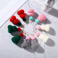 Christmas Knitted Hat Earrings Party Jewelry Gift