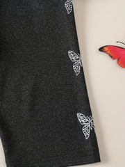 Girls' Butterfly Print Short Leggings for Summer
