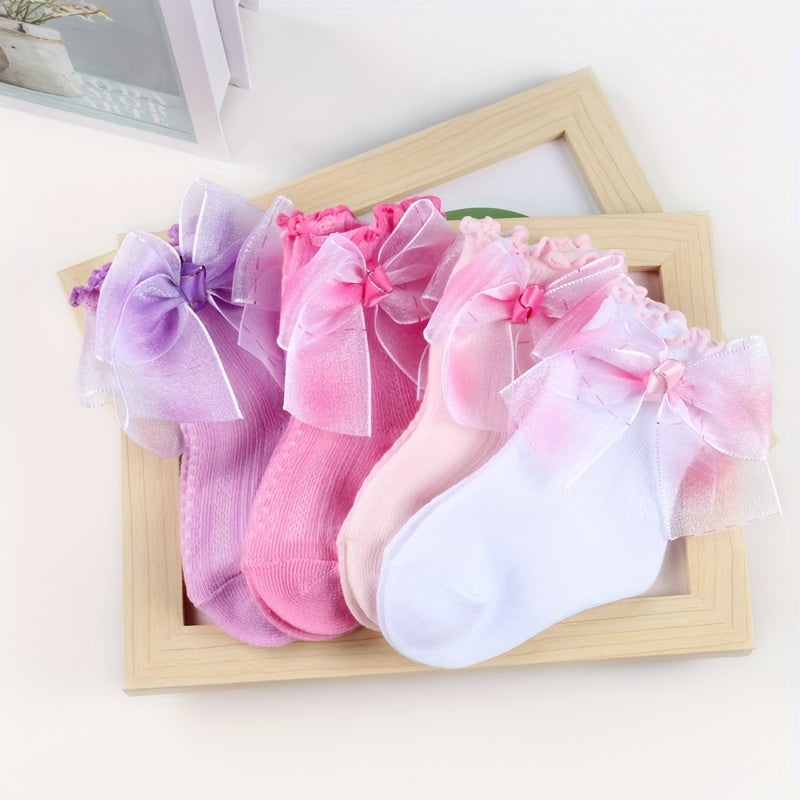 Girls Colorful Bow Short Crew Socks for Kids