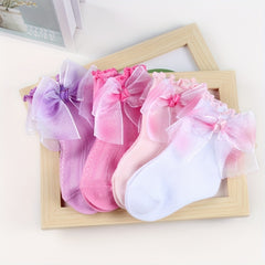 Girls Colorful Bow Short Crew Socks for Kids