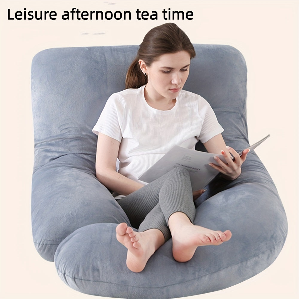 J Shaped Maternity Pillow Crystal Fleece Washable Support Abdominal Pillow