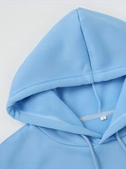 Solid Kangaroo Pocket Hoodie Long Sleeve Drawstring Hoodies