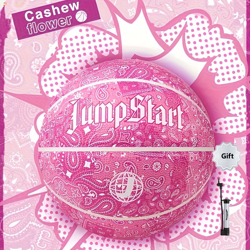 Cashew Flower No 7 Basketball with Pump for Indoor and Outdoor Competition