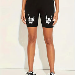 Bone Print High Waist Yoga Shorts Elastic Tight Sports Activewear