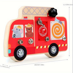 Wooden Disassembly Screw and Nut Fire Truck Set Busy Board Toy