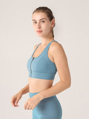 Zipper Gathered Fitness Sports Bra Women's Lingerie