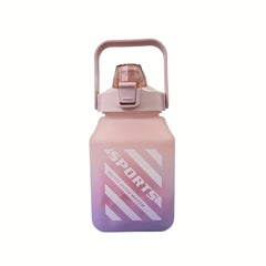 1500 ml Gradient Square Water Cup with Straws for Outdoors & Travel
