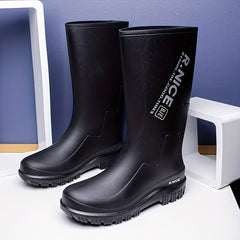 Men High Top Rain Boots Wear resistant Waterproof Non slip Galoshes