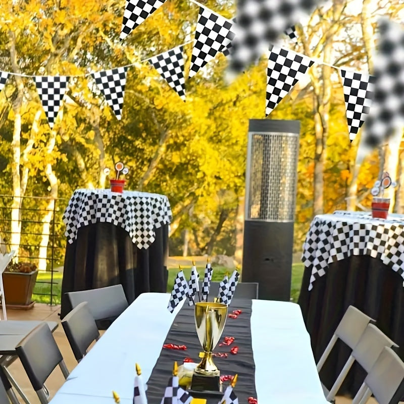 Racing Birthday Decorations Set - Square Flag Banner for Racing Party Supplies