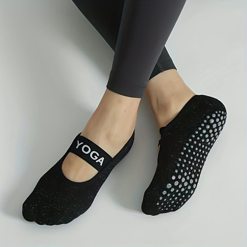 Letter Pattern Backless Yoga Socks with Extra Grips