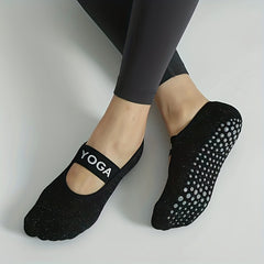 Letter Pattern Backless Yoga Socks with Extra Grips