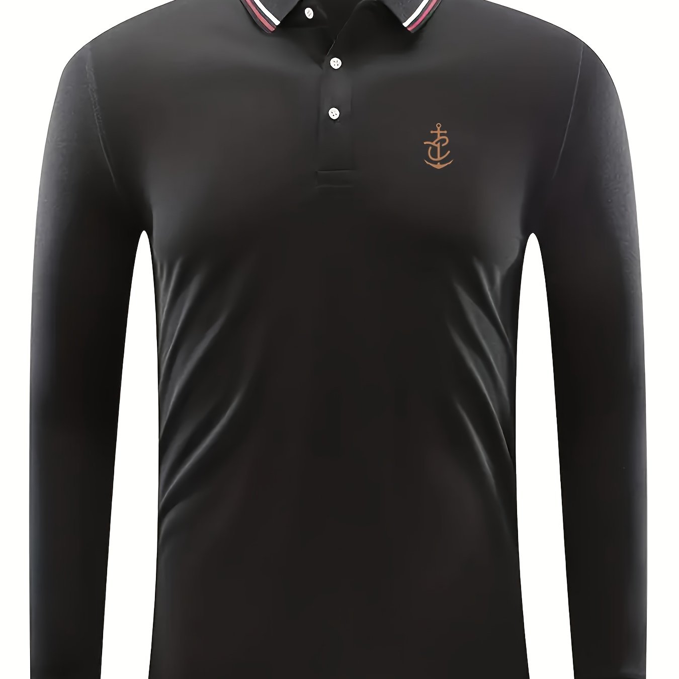 Men's Anchor Print Long Sleeve Golf Shirt