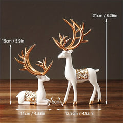Modern Deer Wine Cabinet Set, Golden Light Style, 2pcs