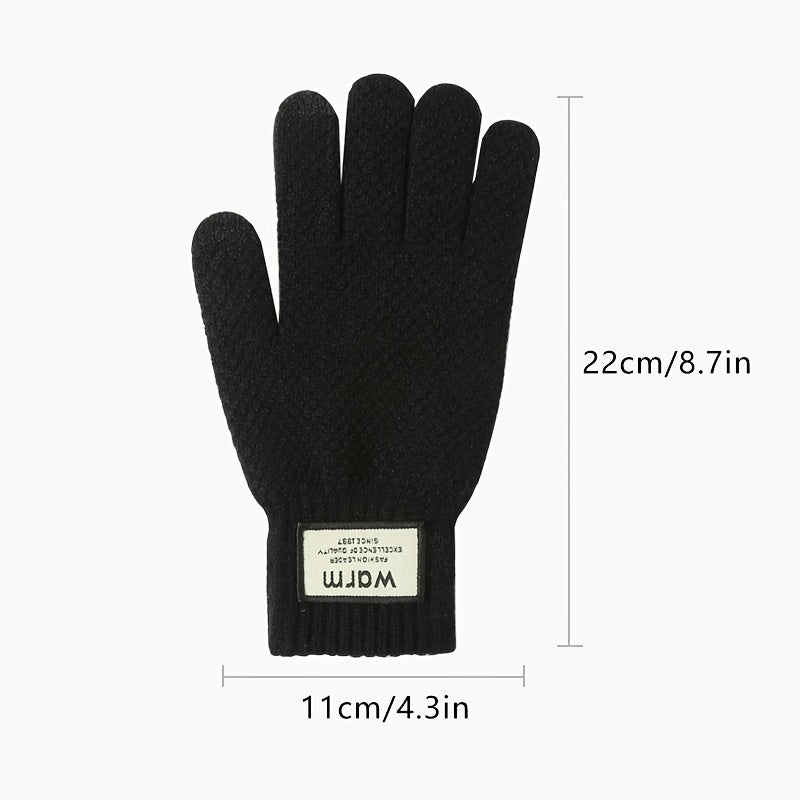 Men's Woolen Fleece Warm Windproof Gloves for Winter Cycling