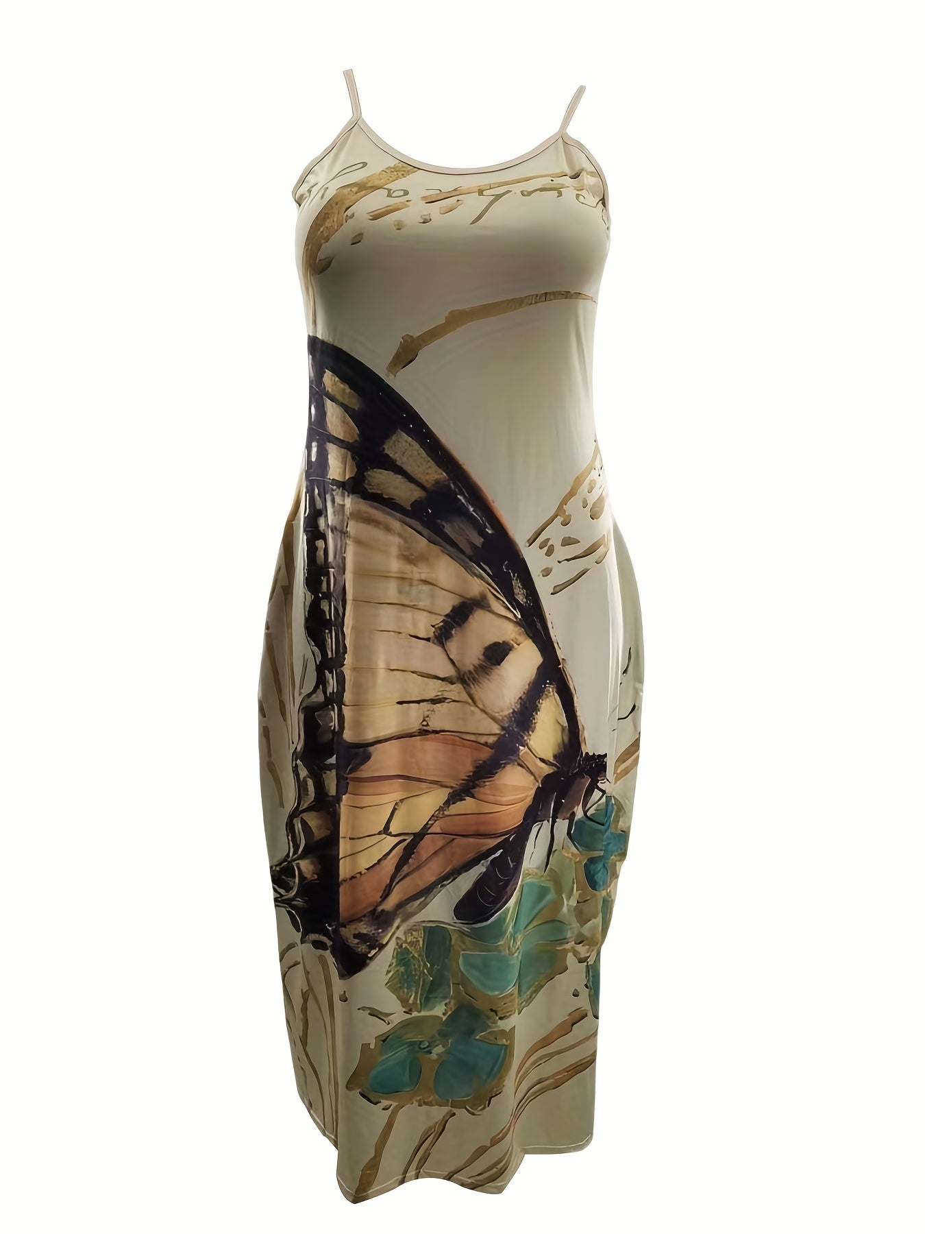 Butterfly Print Maxi Cami Dress with Pockets