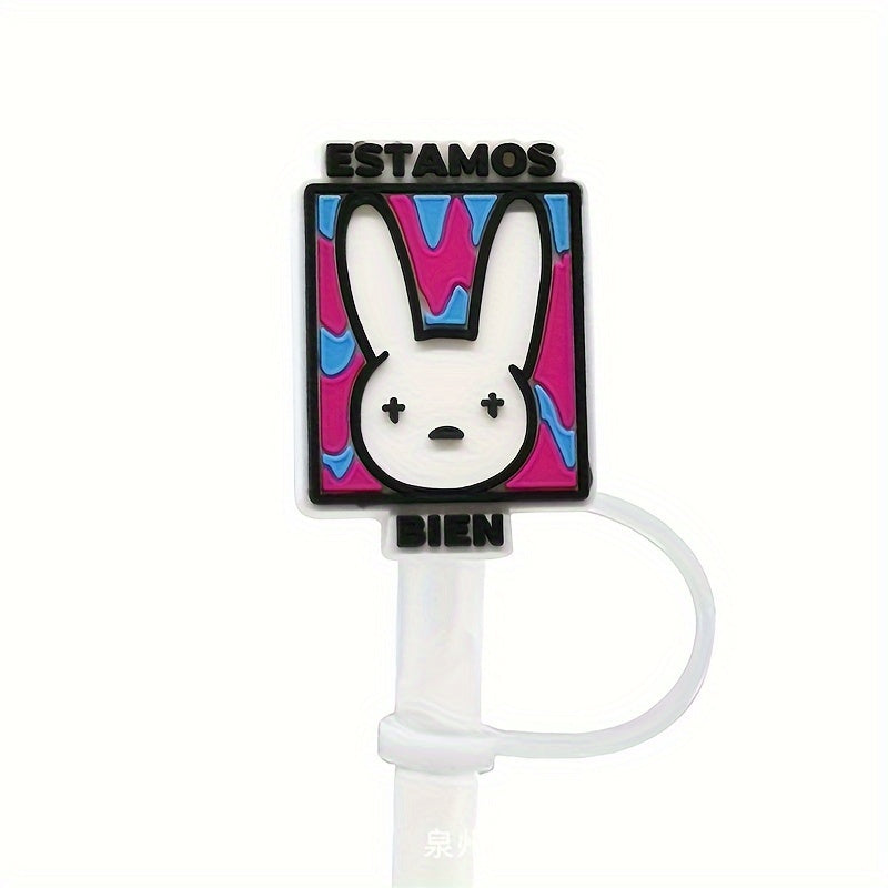 4pcs Rabbit Silicone Straw Tip Covers Cartoon Straw Stoppers For 6 8mm Straws
