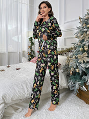 Christmas Cartoon Print Pajama Set Women's Sleepwear