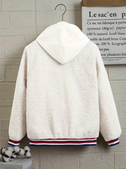 Kid's H Patched Varsity Jacket Teddy Fleece Coat