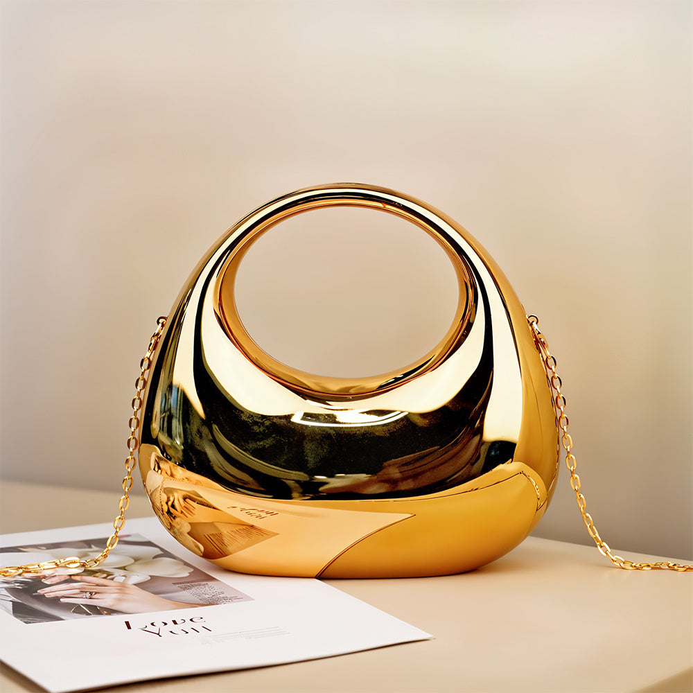 Metallic Evening Clutch Purse for Women Silver High Acrylic Handbag