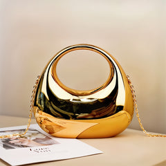 Metallic Evening Clutch Purse for Women Silver High Acrylic Handbag