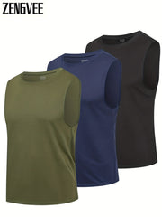 ZENGVEE Men's Solid Tank Tops Quick Dry Breathable Sleeveless Shirts