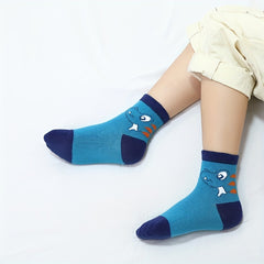 5 Pairs Kids Dinosaur Crew Socks, Ages 1-11