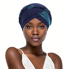 Braided Laser Turban Cap Solid Cross Head Wrap Hijab Chemo Hats