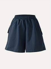 Casual Elastic Waist Cargo Shorts with Pockets