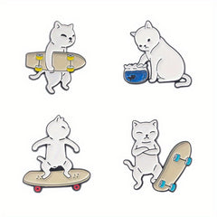 Cartoon Cat Enamel Pin Set - Fun Animal Jewelry for Boys and Girls