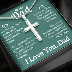 Father's Gift From Daughter Son Daddy Birthday Gift Father Cross Necklace