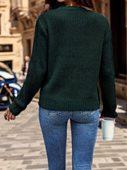 Solid Knit Long Sleeve Crew Neck Sweater for Women