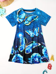 Sequin Butterfly Night Graphic Dress Girls Party