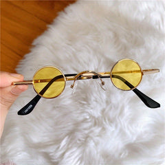 Y2K Round Tinted Sunglasses Steampunk Metal Glasses UV400