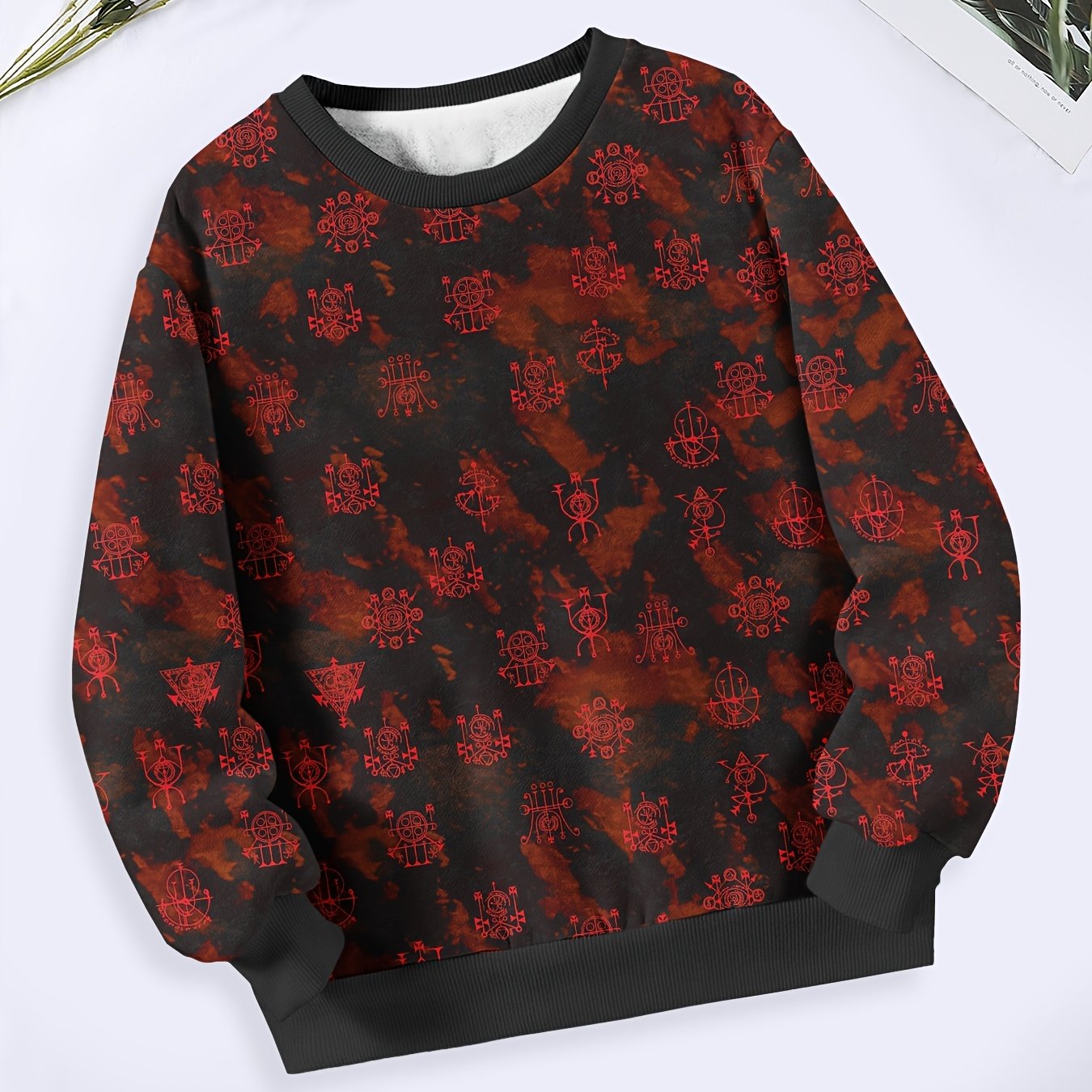 Girls Geometric Pattern Crew Neck Sweatshirt Spring Fall