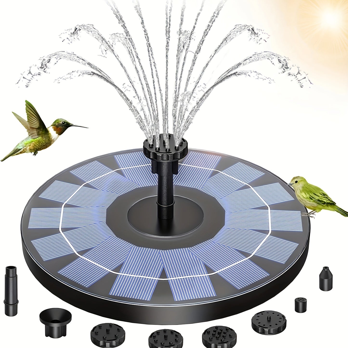 Solar Fountain Pump For Bird Bath 7 Water Styles 3W Solar Powered Water Fountain