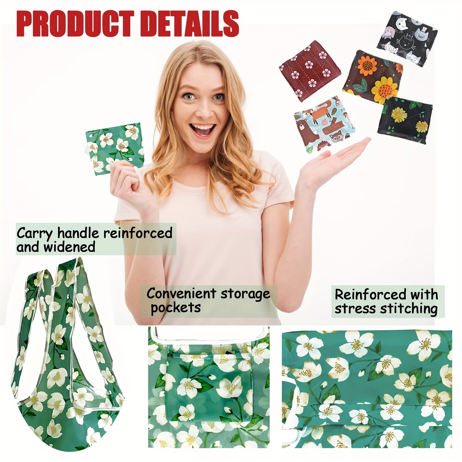 12Pack Reusable Grocery Bag Foldable Large Capacity Gift T