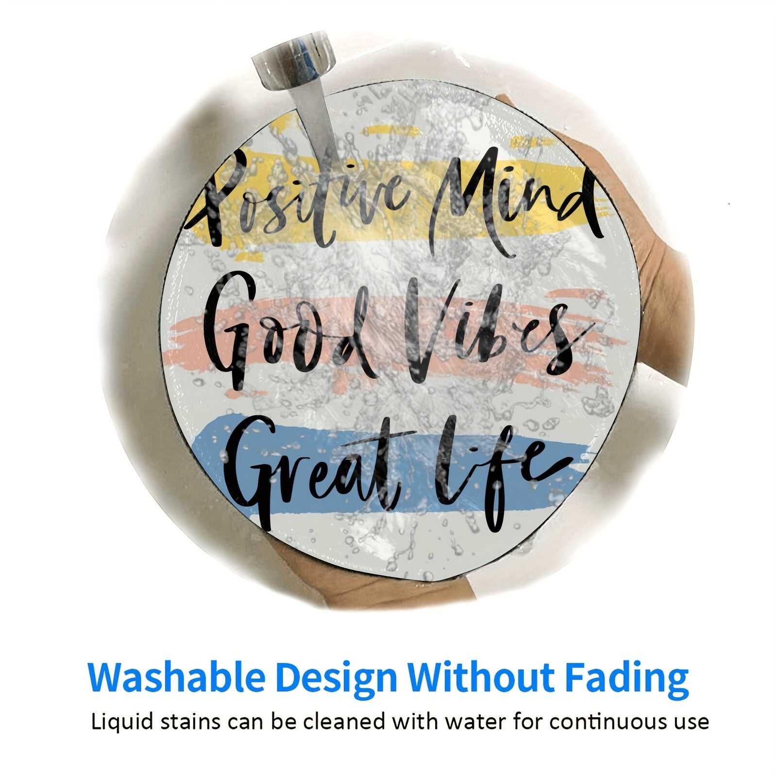 Positive Mind Font Pattern Round Mouse Pad Home Office Rubber Sliding Mouse Pad