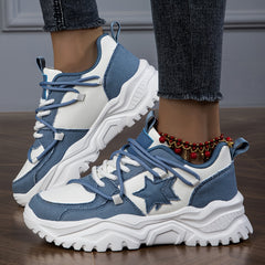 Women's Star Pattern Platform Sneakers Low Top Sport Shoes