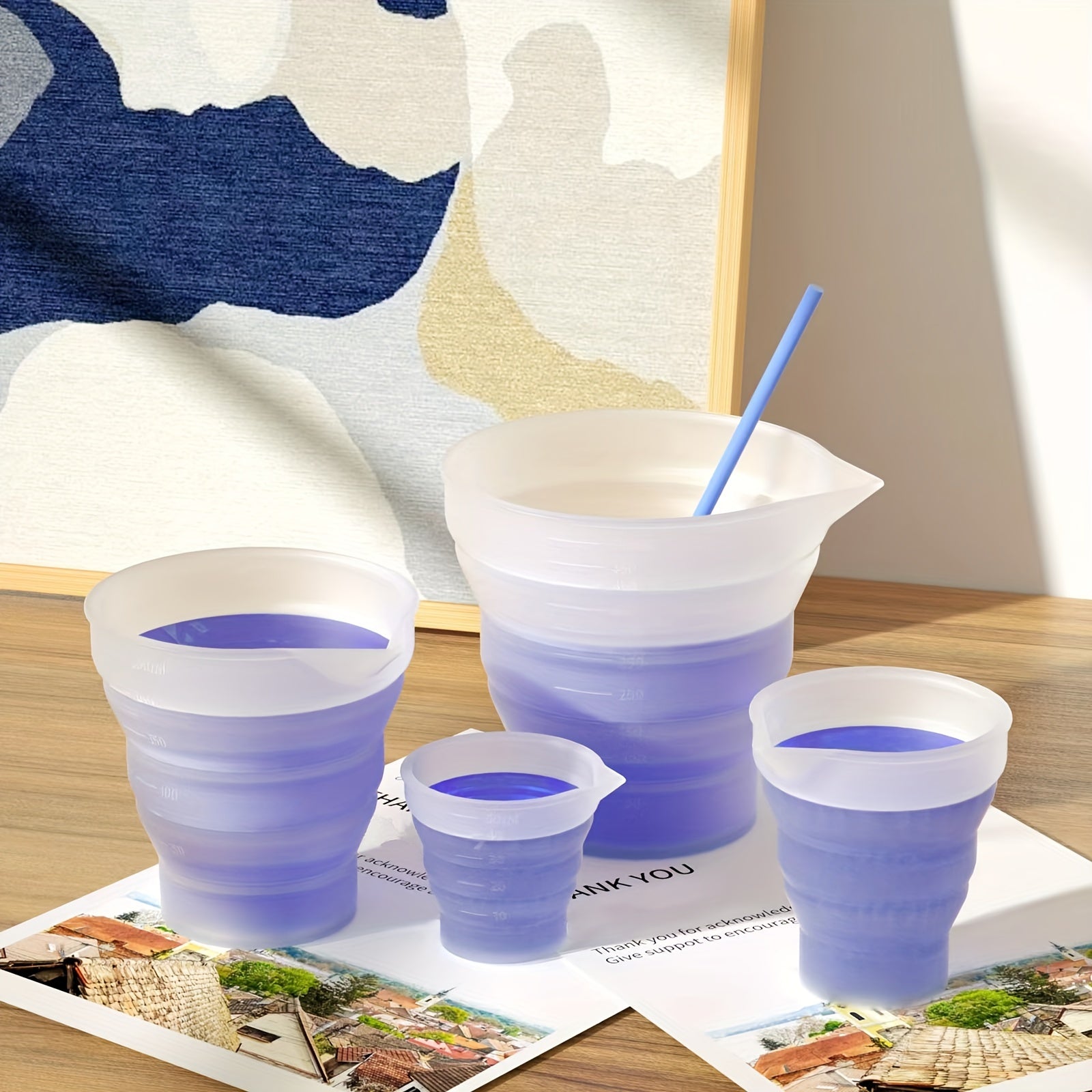 Folding Silicone Measuring Cup Resin Cup Dispenser Reusable Silicone Mixing