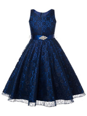 Girls Sleeveless Lace Puffy Princess Dress Wedding Flower Girls