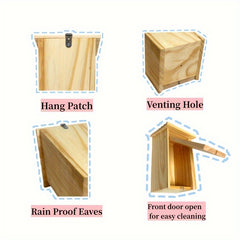 Small Bird House Nest Pine Wood Hanging Warm Bird Cage Pet Supplies