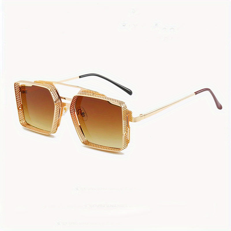 Men's Retro Steampunk Sunglasses Vintage Hollow Square Sunglasses