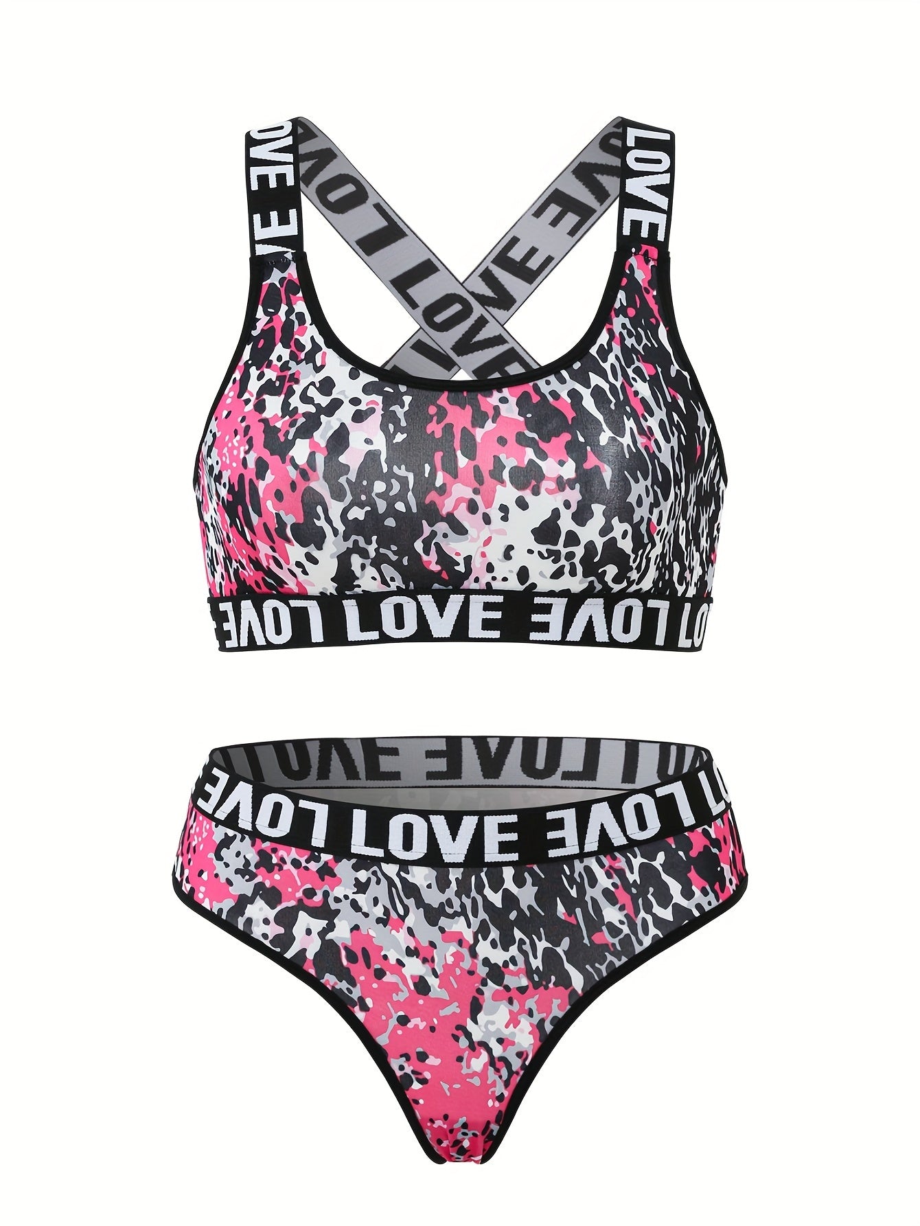 Colorful Leopard Bra & Panties Lingerie Set