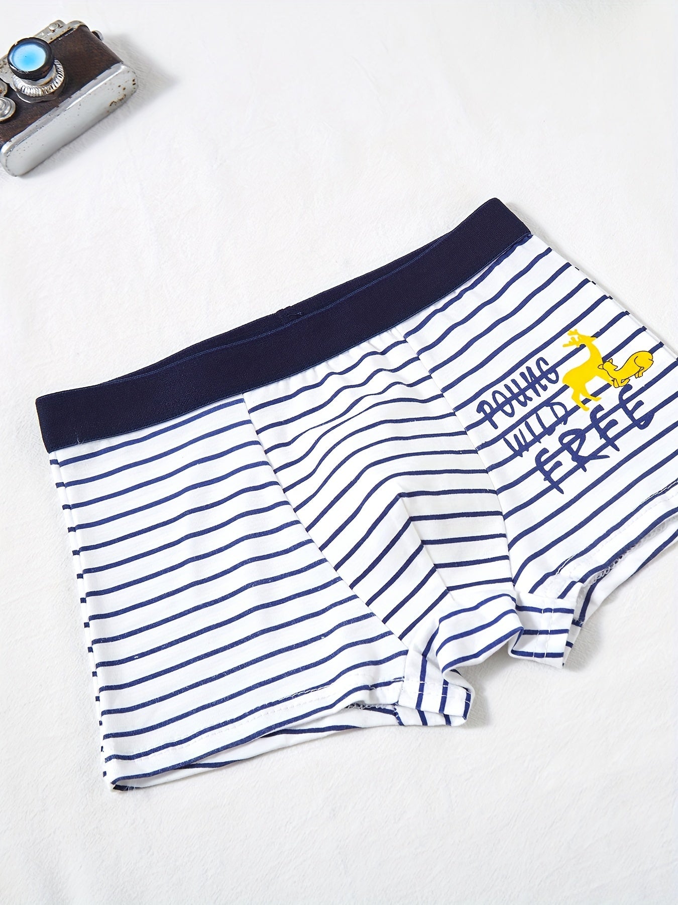 4pcs Boys Boxer Briefs Elastic Waist Stripe Polka Dot Print Soft Underwear