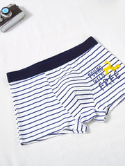 4pcs Boys Boxer Briefs Elastic Waist Stripe Polka Dot Print Soft Underwear