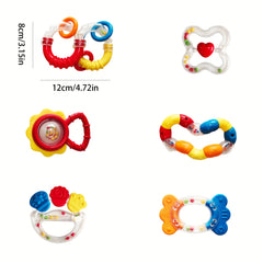 6pcs Baby Rattle Toy Cartoon Changing Novelty Rattle Toy Gift