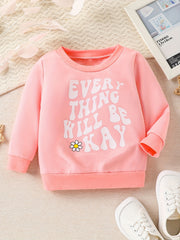 Newborn Baby Letter Print Long Sleeve Sweatshirt Round Neck Pullover