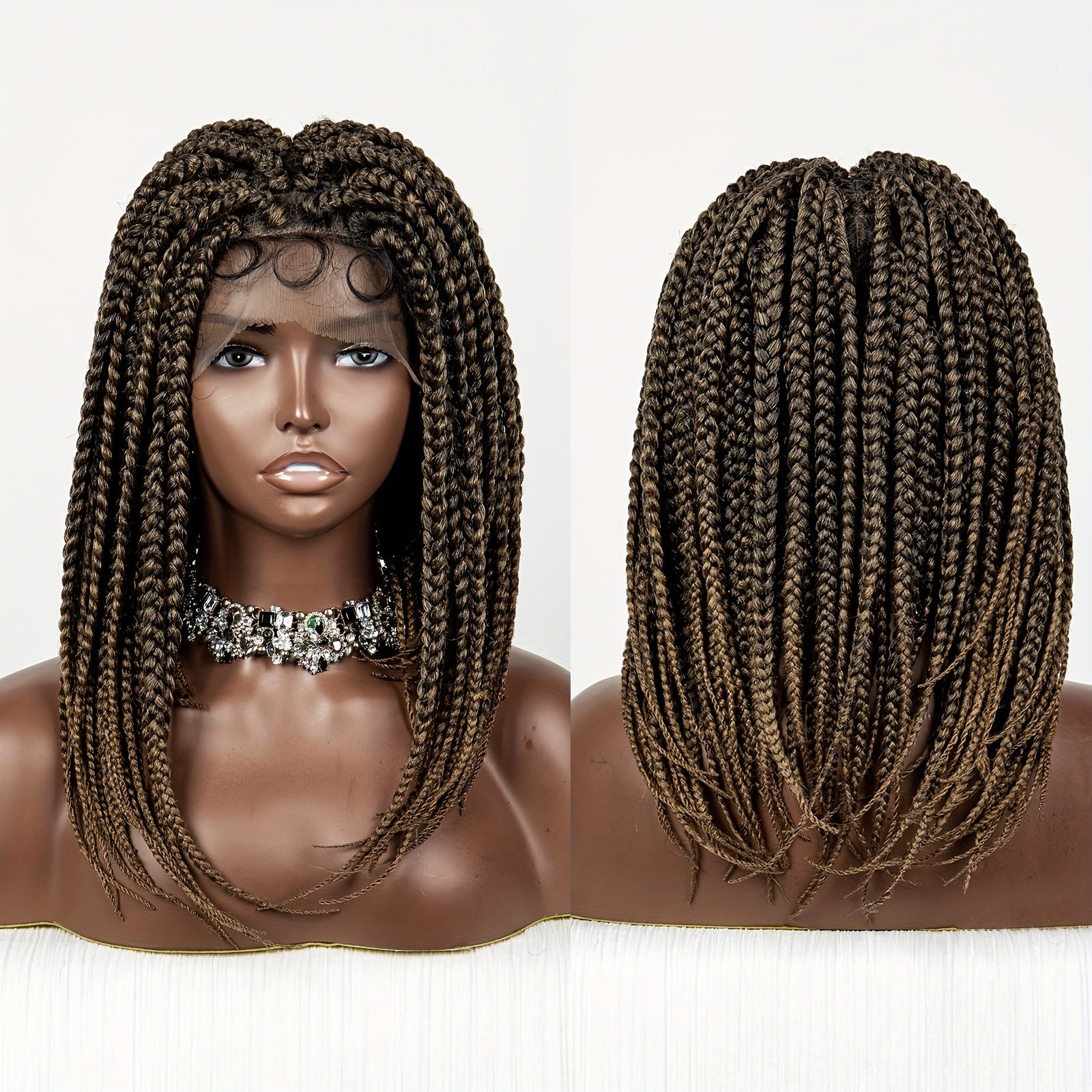 35 56 Cm Short Bob Braiding Wigs Full Lace Braided Wigs Synthetic Fiber