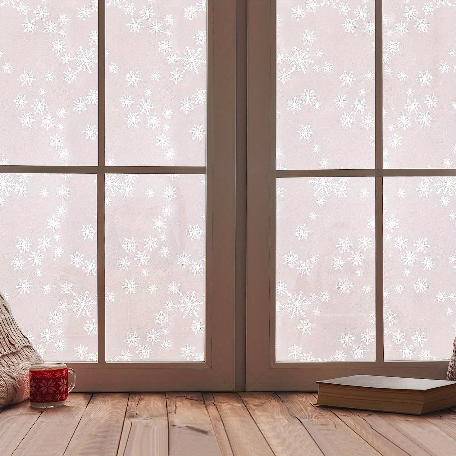 Christmas Snowflakes Window Film Non Adhesive Heat Control Frosted Glass